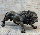 Roaring Guardian Lion Bronze Metal Sculpture Signed Art