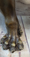 Roaring Guardian Lion Bronze Metal Sculpture Signed Art
