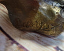 Roaring Guardian Lion Bronze Metal Sculpture Signed Art