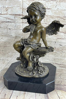 Cherub Angel Playing Pan Flute Bronze Sculpture