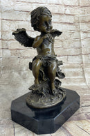 Cherub Angel Playing Pan Flute Bronze Sculpture