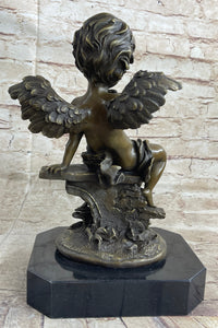 Cherub Angel Playing Pan Flute Bronze Sculpture