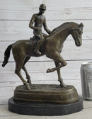 Signed Bronze Horse and Jockey Polo Academy Racing Sculpture