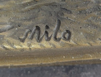 Signed Bronze Horse and Jockey Polo Academy Racing Sculpture
