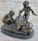 Boys Playing on the Beach Sand Bronze Sculpture 13" x 14"