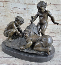 Boys Playing on the Beach Sand Bronze Sculpture 13" x 14"