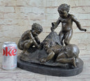 Boys Playing on the Beach Sand Bronze Sculpture 13" x 14"