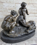 Boys Playing on the Beach Sand Bronze Sculpture 13" x 14"