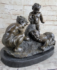 Boys Playing on the Beach Sand Bronze Sculpture 13" x 14"