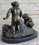 Boys Playing on the Beach Sand Bronze Sculpture 13" x 14"