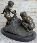 Boys Playing on the Beach Sand Bronze Sculpture 13" x 14"