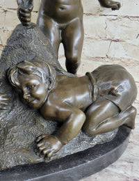 Boys Playing on the Beach Sand Bronze Sculpture 13" x 14"