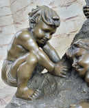 Boys Playing on the Beach Sand Bronze Sculpture 13" x 14"