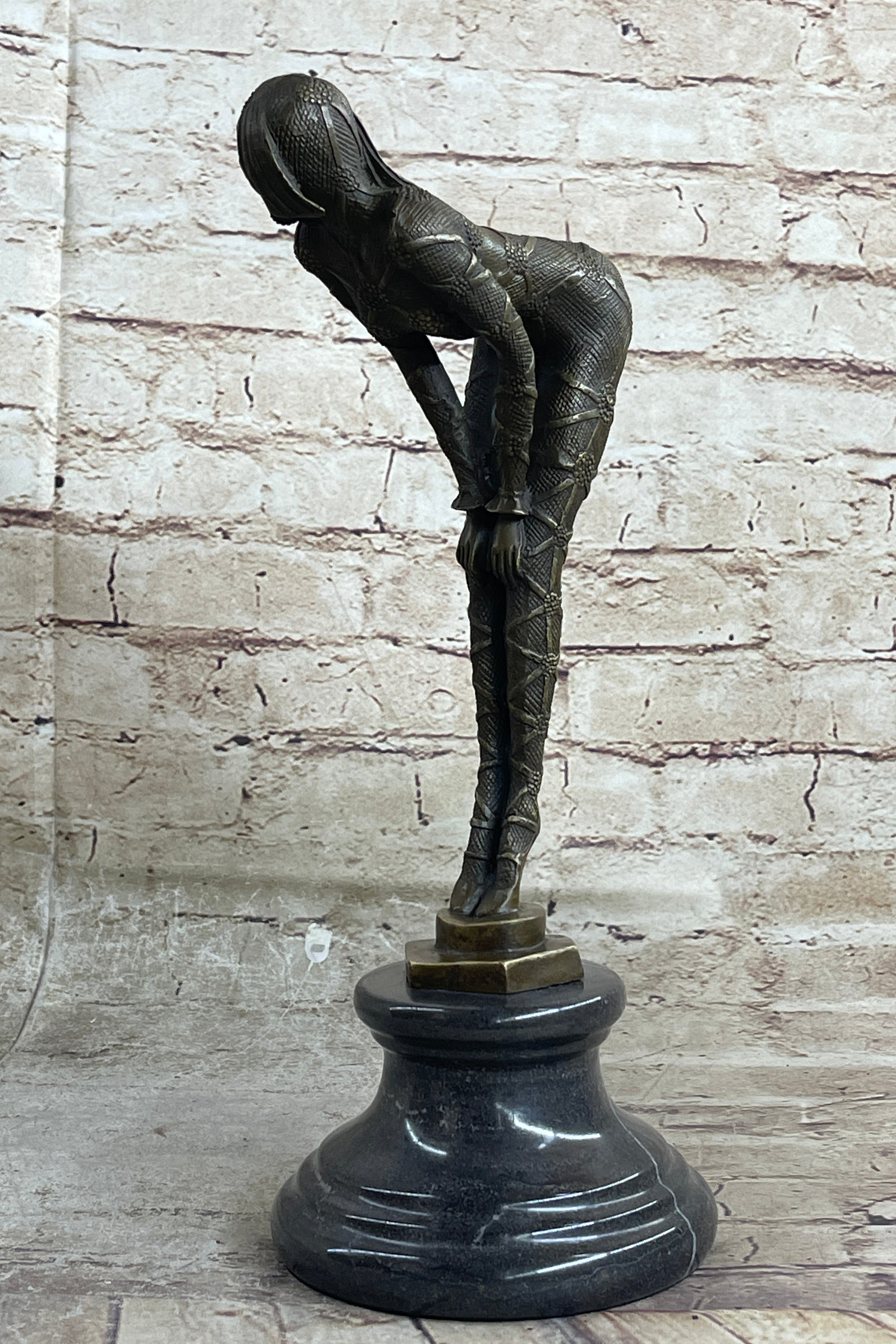 Signed Chiparus Alluring Woman in Seductive Pose Bronze