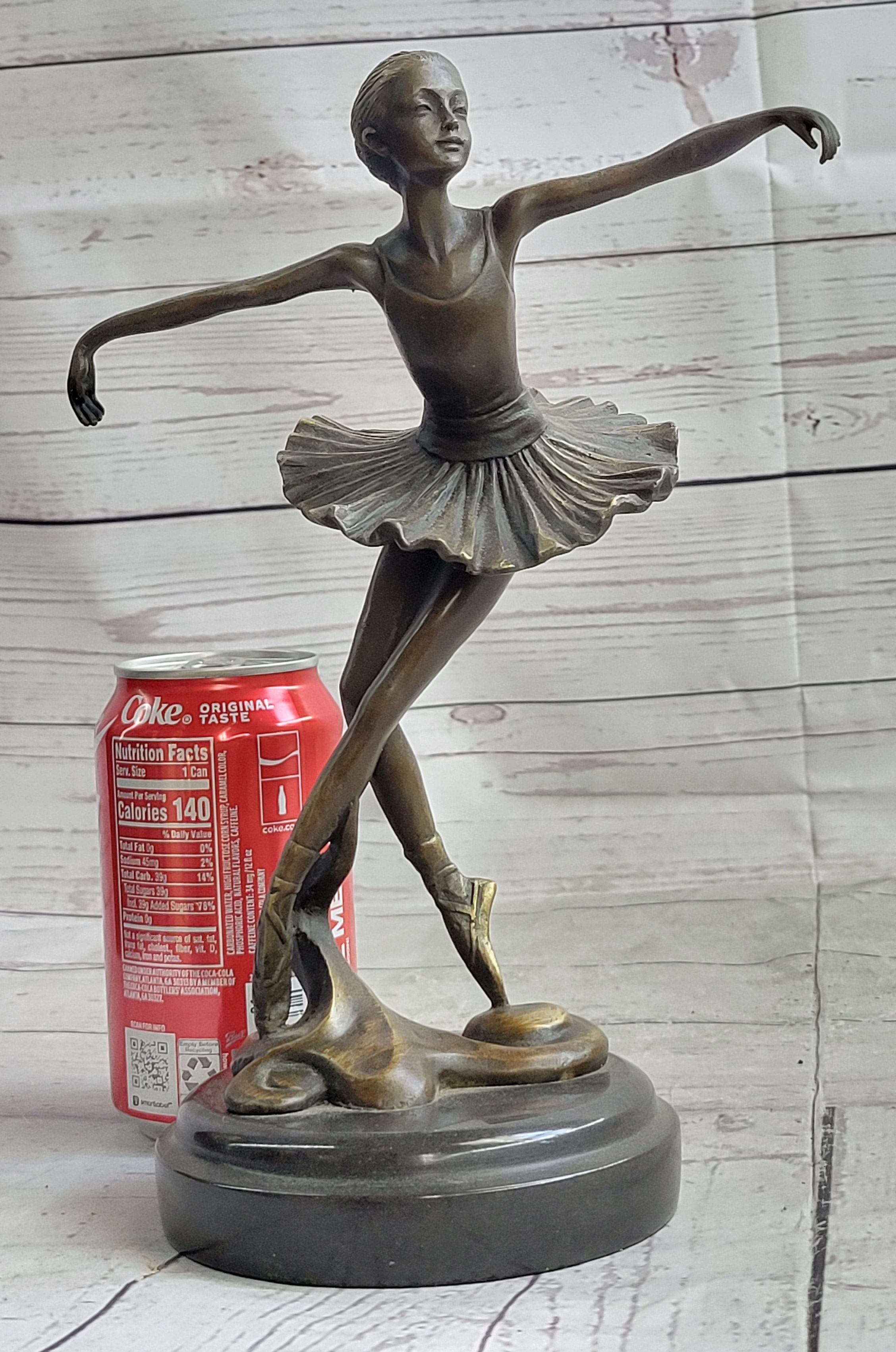 10'' Lady Ballerina Bronze Sculpture Art Nouveau Black Swan