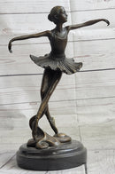 10'' Lady Ballerina Bronze Sculpture Art Nouveau Black Swan