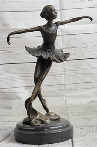 10'' Lady Ballerina Bronze Sculpture Art Nouveau Black Swan