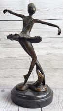10'' Lady Ballerina Bronze Sculpture Art Nouveau Black Swan