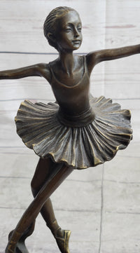 10'' Lady Ballerina Bronze Sculpture Art Nouveau Black Swan