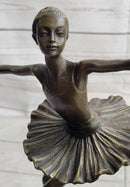10'' Lady Ballerina Bronze Sculpture Art Nouveau Black Swan