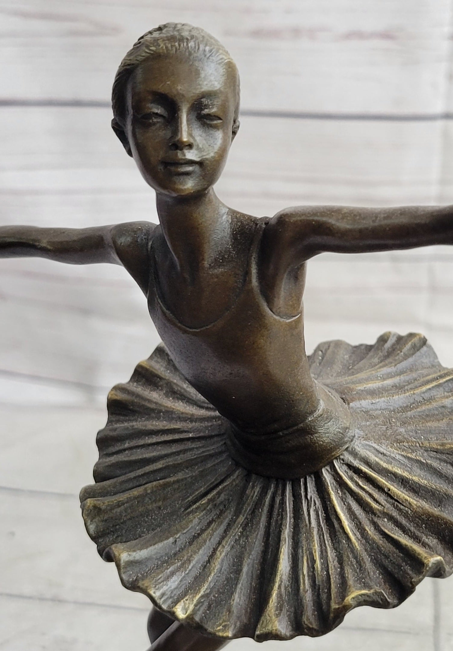 10'' Lady Ballerina Bronze Sculpture Art Nouveau Black Swan