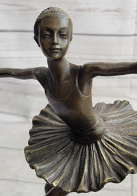 10'' Lady Ballerina Bronze Sculpture Art Nouveau Black Swan