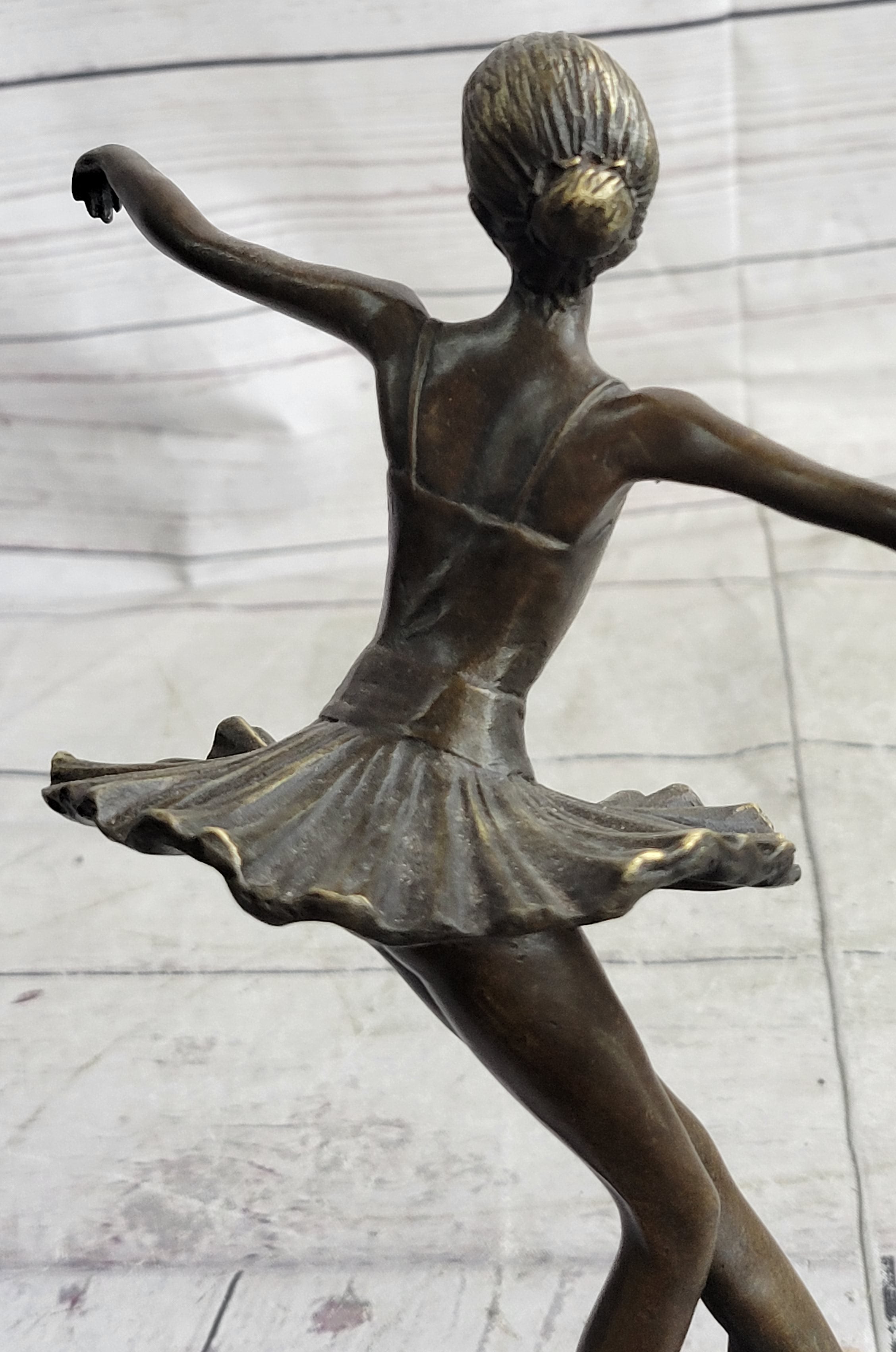 10'' Lady Ballerina Bronze Sculpture Art Nouveau Black Swan