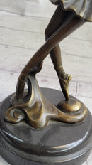 10'' Lady Ballerina Bronze Sculpture Art Nouveau Black Swan