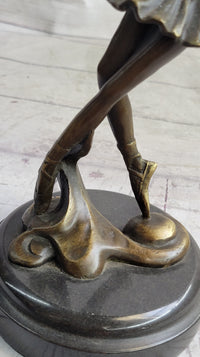 10'' Lady Ballerina Bronze Sculpture Art Nouveau Black Swan