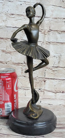 Ballerina Ballet Dancer Bronze Sculpture Signed on Marble Base