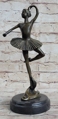 Ballerina Ballet Dancer Bronze Sculpture Signed on Marble Base