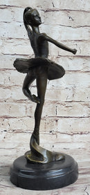Ballerina Ballet Dancer Bronze Sculpture Signed on Marble Base