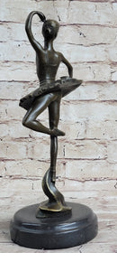 Ballerina Ballet Dancer Bronze Sculpture Signed on Marble Base