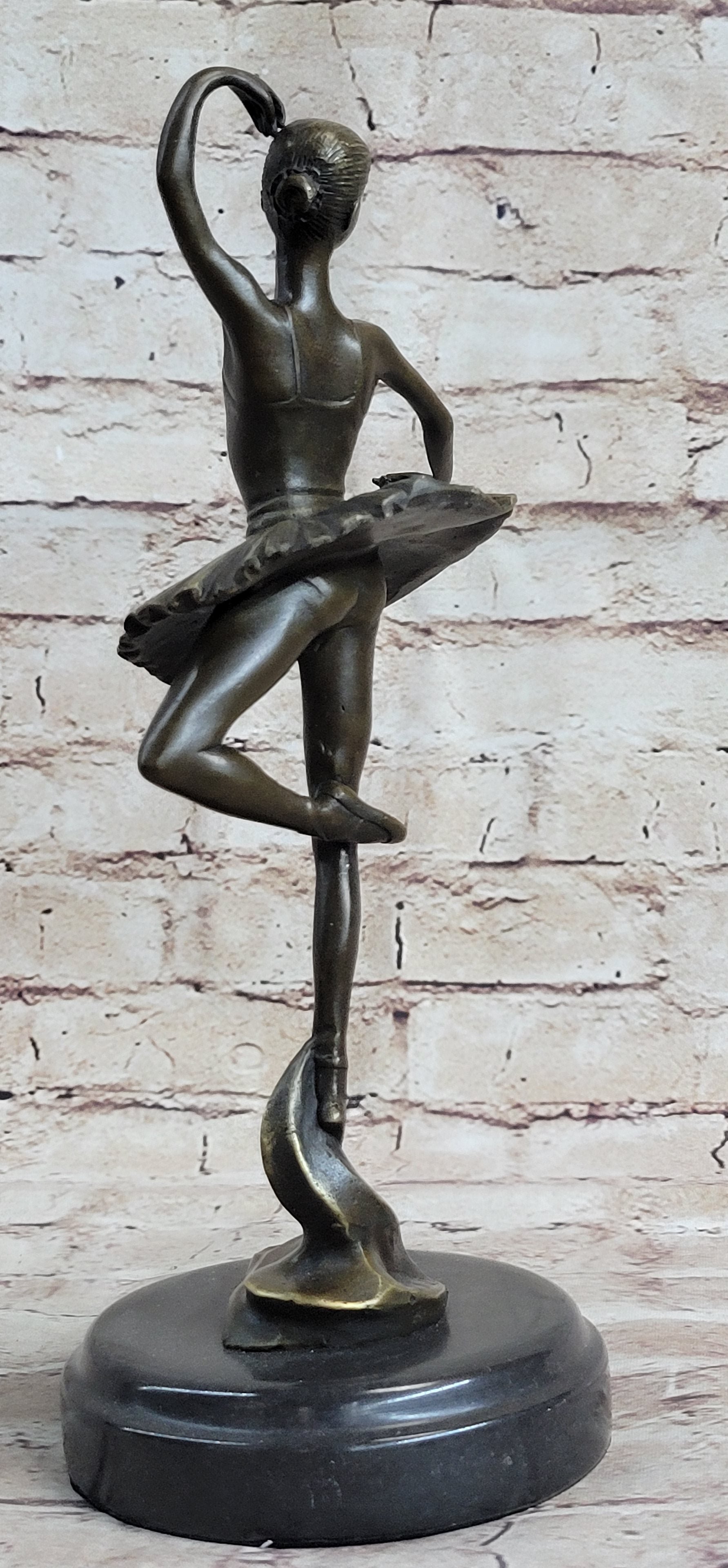 Ballerina Ballet Dancer Bronze Sculpture Signed on Marble Base
