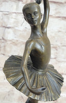 Ballerina Ballet Dancer Bronze Sculpture Signed on Marble Base