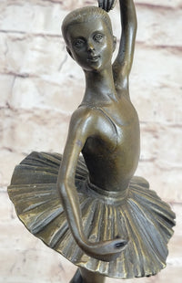 Ballerina Ballet Dancer Bronze Sculpture Signed on Marble Base