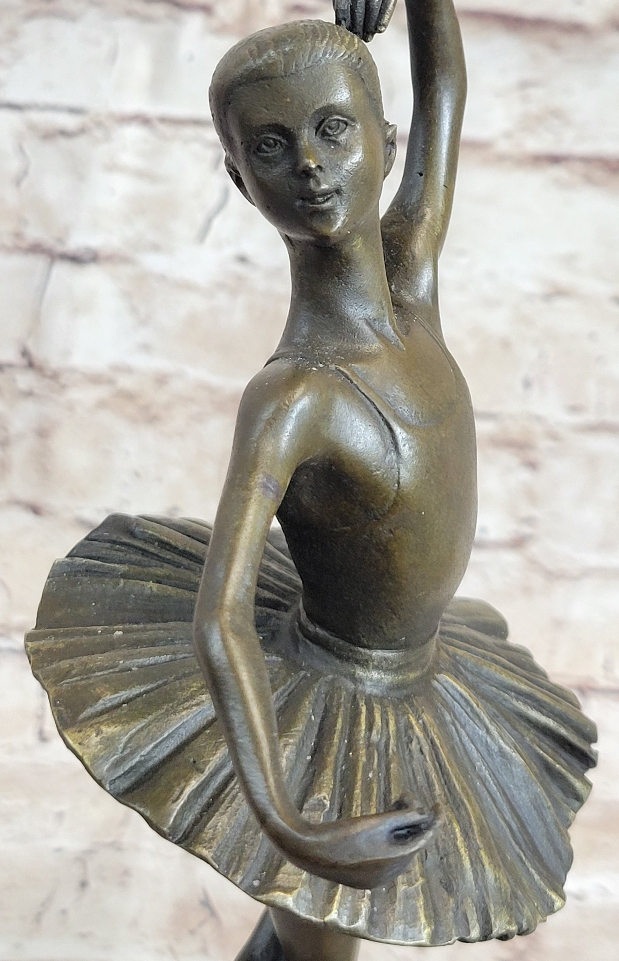 Ballerina Ballet Dancer Bronze Sculpture Signed on Marble Base