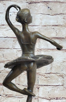 Ballerina Ballet Dancer Bronze Sculpture Signed on Marble Base