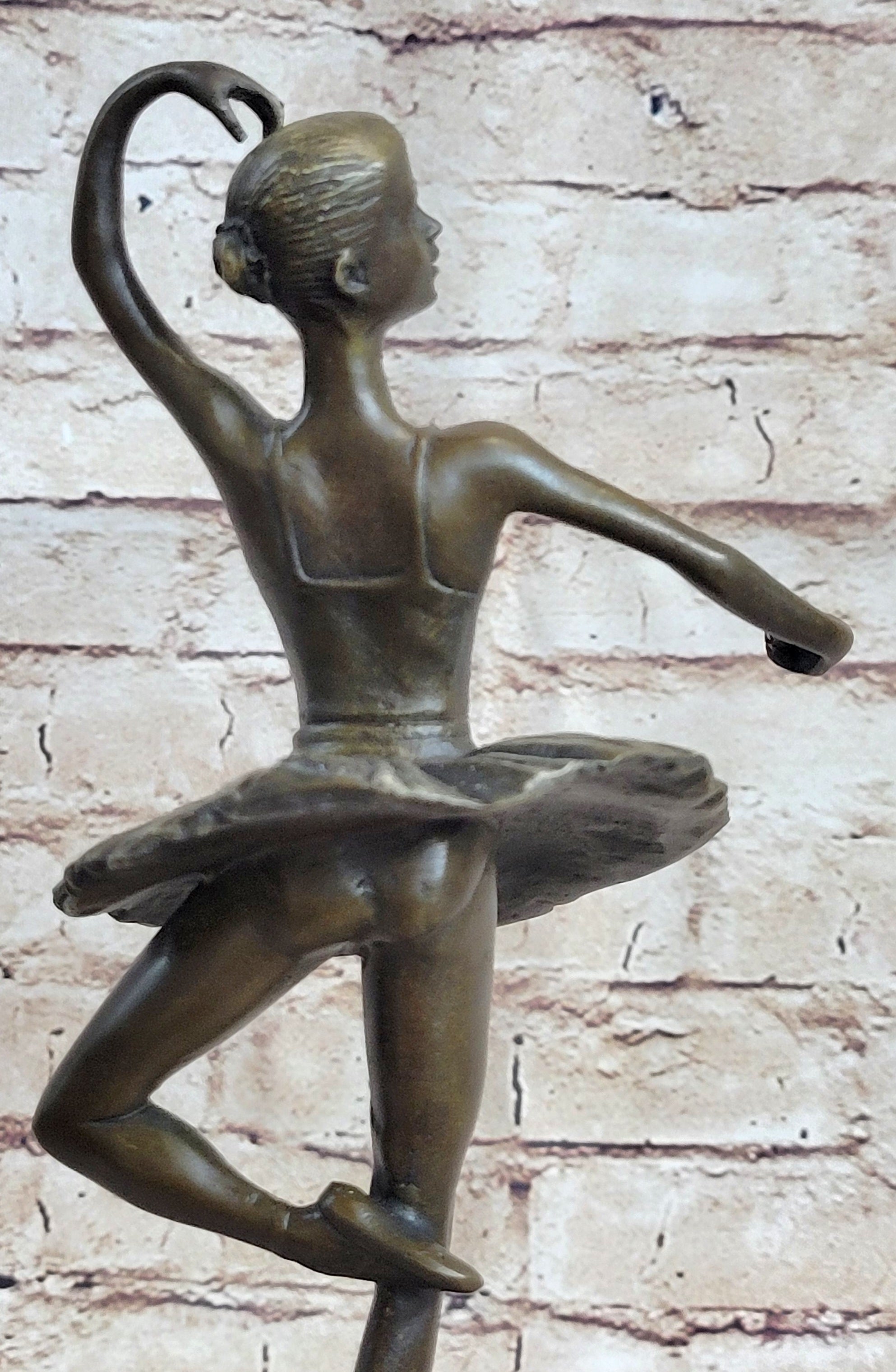 Ballerina Ballet Dancer Bronze Sculpture Signed on Marble Base
