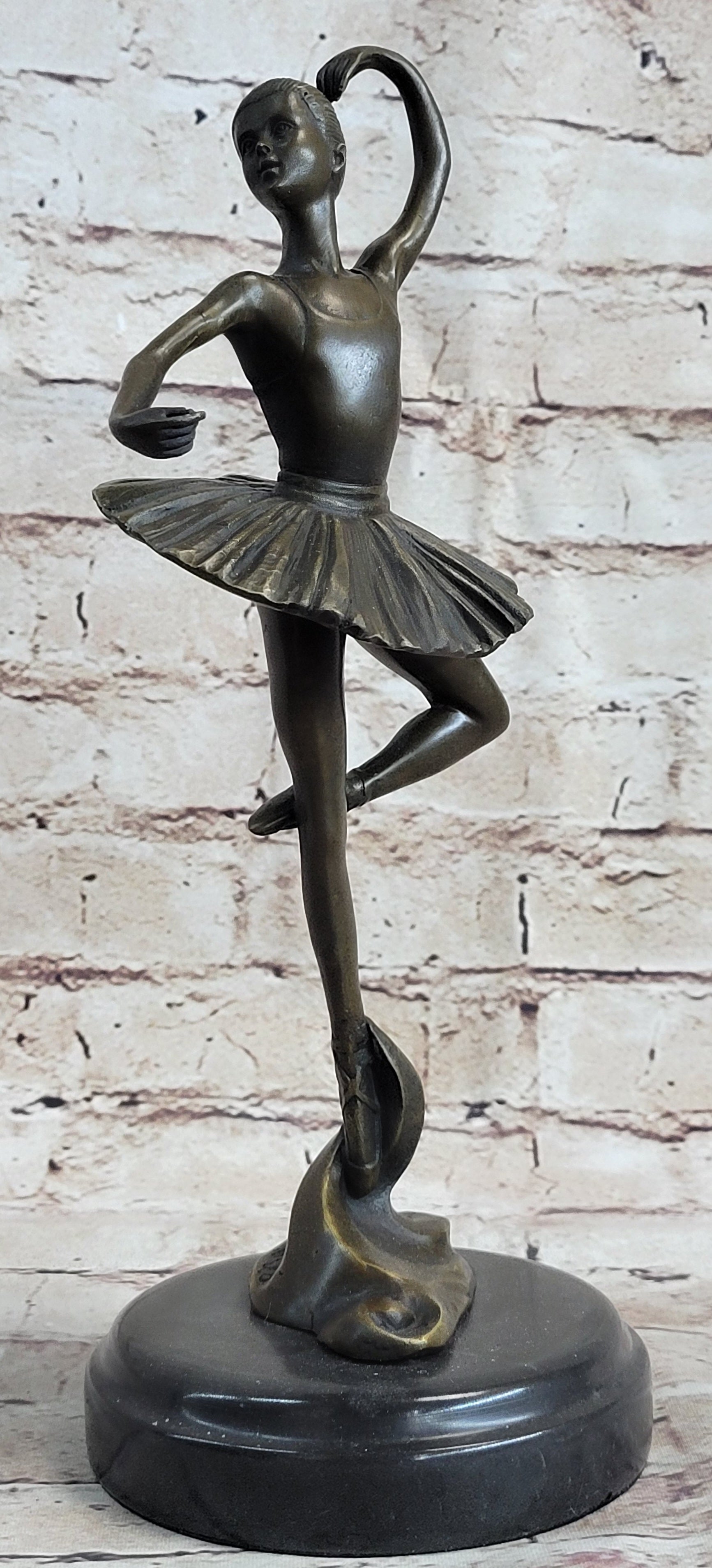 Ballerina Ballet Dancer Bronze Sculpture Signed on Marble Base