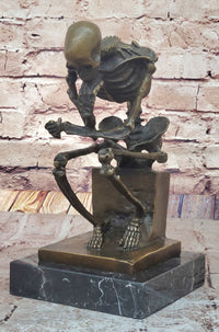 Hot Cast Bronze Skeleton Thinker Memento Mori Sculpture