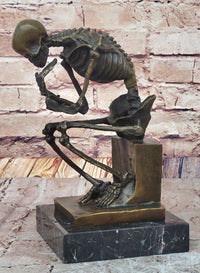 Hot Cast Bronze Skeleton Thinker Memento Mori Sculpture