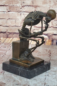 Hot Cast Bronze Skeleton Thinker Memento Mori Sculpture