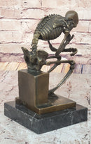 Hot Cast Bronze Skeleton Thinker Memento Mori Sculpture