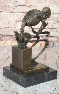 Hot Cast Bronze Skeleton Thinker Memento Mori Sculpture