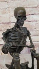 Hot Cast Bronze Skeleton Thinker Memento Mori Sculpture