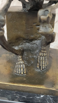 Hot Cast Bronze Skeleton Thinker Memento Mori Sculpture
