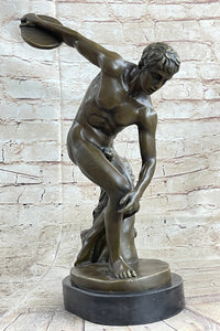 Discobolos of Myron Discus Thrower Bronze Sculpture Replica