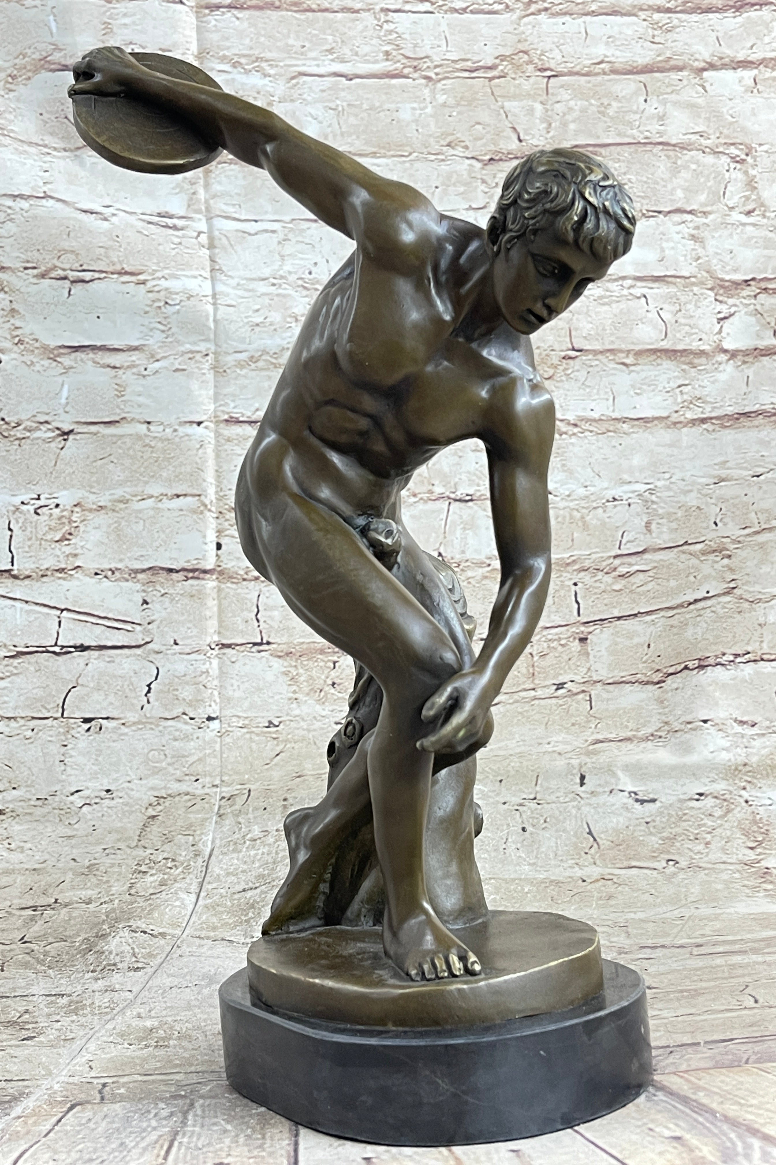 Discobolos of Myron Discus Thrower Bronze Sculpture Replica