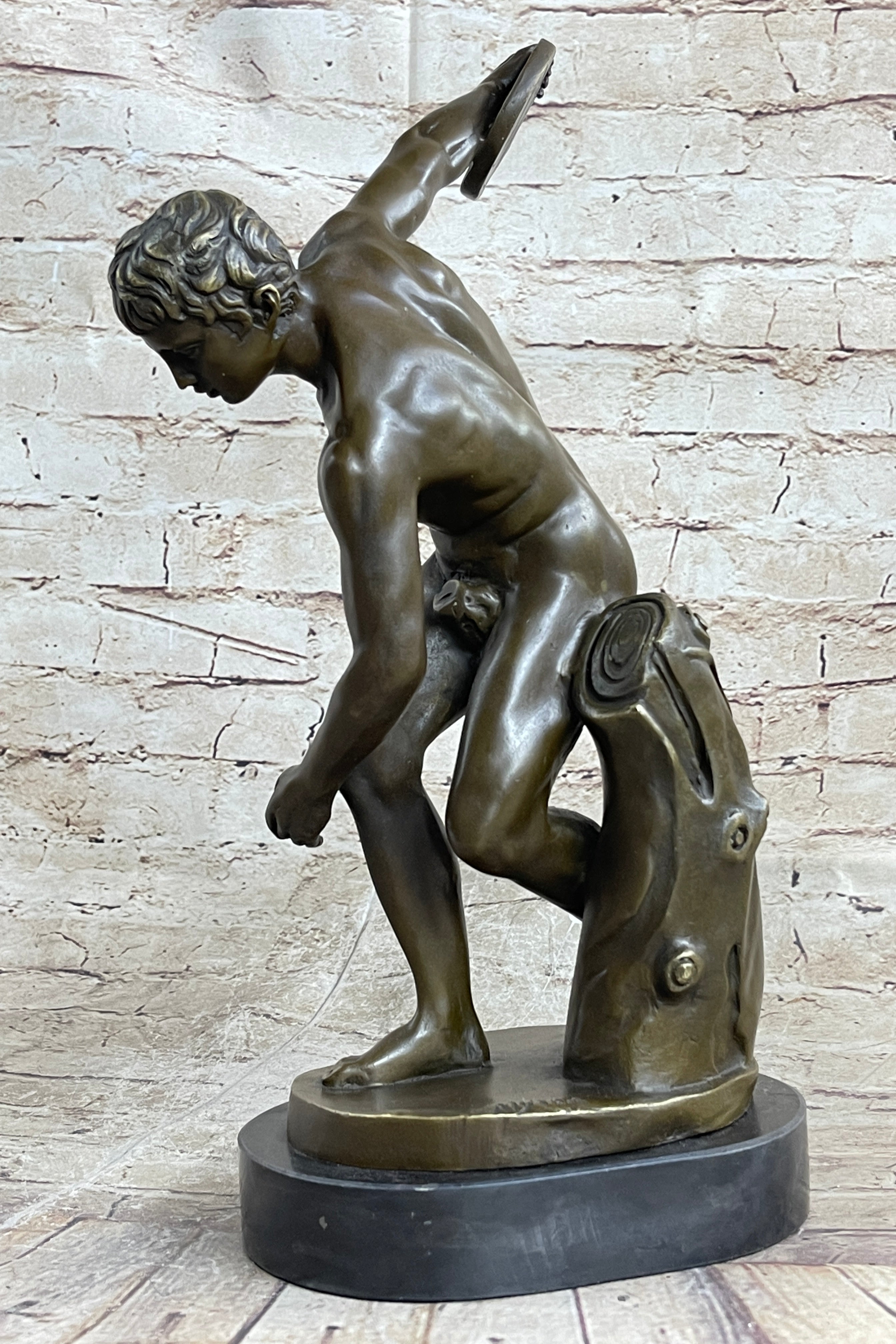 Discobolos of Myron Discus Thrower Bronze Sculpture Replica